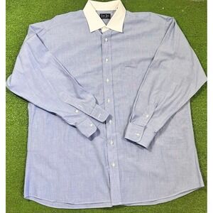 Vintage Gitman Bros Dress Shirt XL Oxford Button Down Bankers Collar Blue Preppy